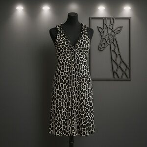 Enfocus Studio Dark Brown and Cream Giraffe Ruffle Top Dress